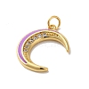 Moon Rack Plating Brass Micro Pave Cubic Zirconia Enamel Pendants KK-G504-06G-05-2