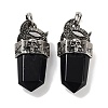 Natural Obsidian Faceted Sword Pendants G-Q163-01AS-09-1