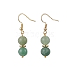 Round Natural Green Aventurine Dangle Earrings EJEW-JE06465-2