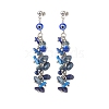 Natural Gemstone Chips & Lampwork Evil Eye Cluster Dangle Stud Earrings EJEW-JE05040-3