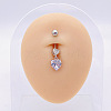 304 Stainless Steel Micro Pave Cubic Zirconia Belly Rings WGADED5-46-1