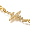 Heartbeat Brass Micro Pave Cubic Zirconia Card Paper Chain Bracelets for Women BJEW-L696-008G-2