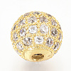 Brass Micro Pave Cubic Zirconia Beads ZIRC-Q013-12mm-142G-1