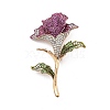 Flower Alloy Colorful Rhinestone Brooches JEWB-C037-35G-1