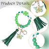 1Pc Butterfly with Clover Silicone & Imitation Leather Tassel Keychains HJEW-BM0001-89-6