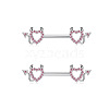 Brass Pink Cubic Zirconia Nipple Rings WG88A97-04-1