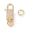 Brass Micro Pave Clear Cubic Zirconia Lobster Claw Clasp ZIRC-L076-071G-3