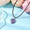 Natural Amethyst Heart Pendant Neckalces NJEW-JN05088-2