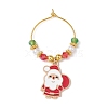 Christmas Theme Electroplate Glass Beads & Alloy Enamel Wine Glass Charms AJEW-JO00256-2