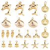 Marine Organism Theme 21Pcs 7 Styles Brass Charms KK-HS0015-53-1
