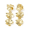 Triple Flower Brass Stud Earrings EJEW-K257-05G-2