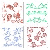 Gorgecraft 4Pcs 4 Style Plastic Drawing Painting Stencils Templates DIY-GF0005-23A-1