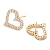 Rack Plating Heart Brass Clear Cubic Zirconia Stud Earrings EJEW-M090-15G-2