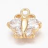 Brass Cubic Zirconia Charms ZIRC-Q002-107G-1