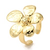 Flower Rack Plating Brass Cuff Rings for Women RJEW-G323-06G-1