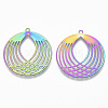 Ion Plating(IP) 201 Stainless Steel Filigree Pendants X-STAS-T057-12-2