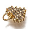 Brass Micro Pave Clear Cubic Zirconia Charms ZIRC-B002-61G-3