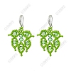 Handmade Glass Seed Beads Leaf Dangle Earrings EJEW-FS00098-1