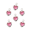 Heart Brass Glass Charms KK-S385-01S-03A-1