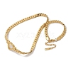 304 Stainless Steel Heart Cuban Link Chain Necklaces for Women NJEW-R012-03G-4