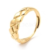 Ion Plating(IP) 304 Stainless Steel Textured Rhombus Adjustable Ring for Women RJEW-I085-05G-1