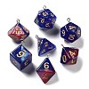 7Pcs 7 Styles Opaque Resin Polyhedral Dice Pendants Set RESI-A029-01U-1