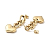 Ion Plating(IP) 304 Stainless Steel Curb Chains with Heart Dangle Stud Earrings X-EJEW-G289-09G-2