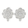 Flower Brass Micro Pave Cubic Zirconia Stud Earrings Finding KK-E083-17P-1