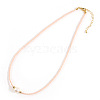 Potato Naural Pearl & Brass & Glass Seed Beaded Necklaces BD0566-5-2