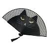 Cat Pattern Bamboo with Satin Folding Fan WOCR-PW0005-01B-01-1