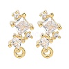 Brass Clear Cubic Zirconia Stud Earring Findings KK-A238-01F-G-1