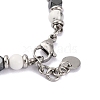 Natural Howlite & Magnetic Synthetic Hematite Round Beaded Bracelet X-BJEW-P339-02P-06-3
