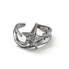 Star Zinc Alloy Open Cuff Ring RJEW-Z048-01B-03-2