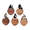 Transparent Resin and Walnut Wood Pendants RESI-T057-06A-1