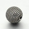 Brass Micro Pave Cubic Zirconia Round Beads ZIRC-M039-13B-RS-2