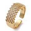 Brass Micro Pave Clear Cubic Zirconia Cuff Finger Rings for Women RJEW-G337-27G-4