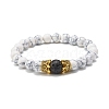 Natural Lava Rock & Natural and Synthetic Howlite Stretch Bracelets Set for Couples Best Friendship BJEW-JB06869-4