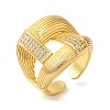 Double Layer Brass Micro Pave Cubic Zirconia Open Cuff Rings RJEW-U008-09G-1