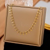 304 Stainless Steel Bar Tassel Curb Chain Necklaces for Women NJEW-G179-04G-1