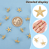 BENECREAT 6 Pairs Rack Plating Brass Starfish Stud Earrings KK-BC0013-51-4