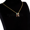 Golden Brass Micro Pave Cubic Zirconia Initial Pendants Necklaces NJEW-S069-JN002-N-2