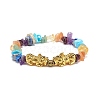 Natural & Synthetic Mixed Stone Chips Stretch Bracelet with Alloy Pixiu BJEW-JB08571-1