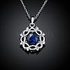 Real Platinum Plated Brass Cubic Zirconia Flower Pendant Necklaces NJEW-BB03721-P-2