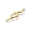 Brass Shark Outline Connector Charms KK-P295-30G-2