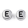 Silver Color Plated Acrylic Horizontal Hole Letter Beads MACR-T009-13-3