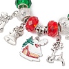 Christmas Theme Glass & Alloy European Beads Bracelets for Women BJEW-JB11198-04-3