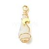 2Pcs Electroplated Natural Quartz Crystal Dyed Copper Wire Wrapped Pendants PALLOY-JF03163-01-3