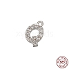 Real Platinum Plated Rhodium Plated 925 Sterling Silver Micro Pave Clear Cubic Zirconia Charms STER-P054-10P-Q-1