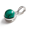 Rhodium Plated 925 Sterling Silver Pave Synthetic Malachite Half Round Charms G-NH0001-12J-1-2