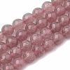 Natural Dyed Strawberry Quartz Beads Strands X-G-S295-15-8mm-1-1